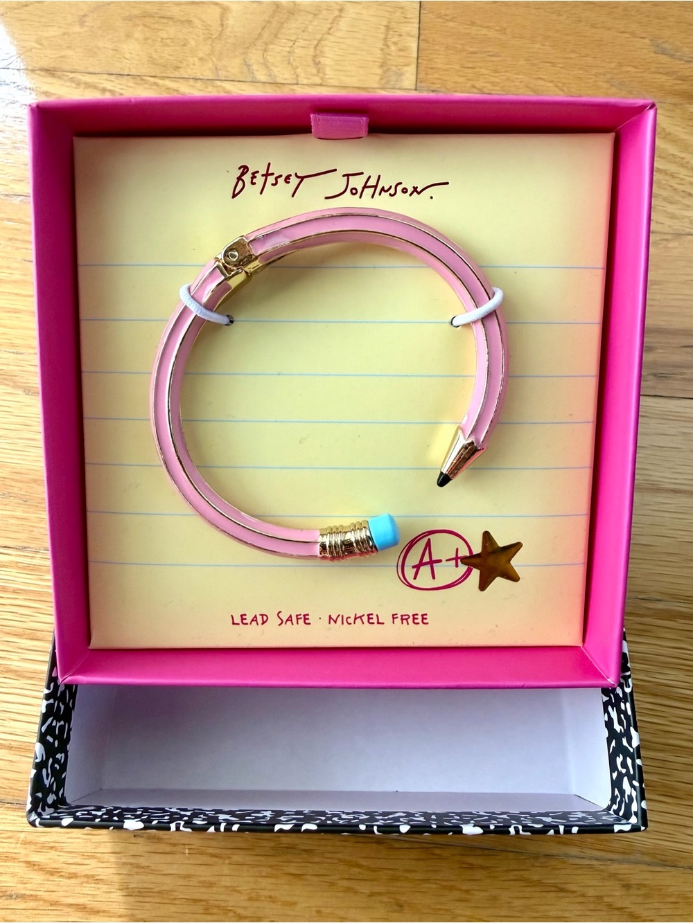 Betsey Johnson Pink Wrap Bracelet with Gold and Blue Accents